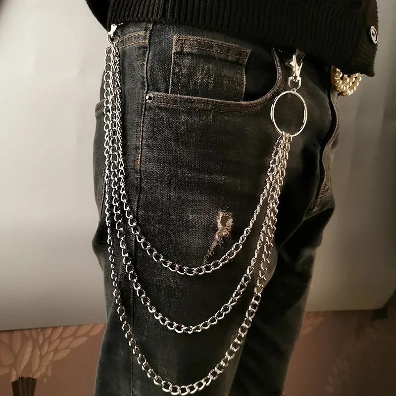 Men'S Accessories Wallet - Sabuk Rantai Logam Punk dengan Pengait,